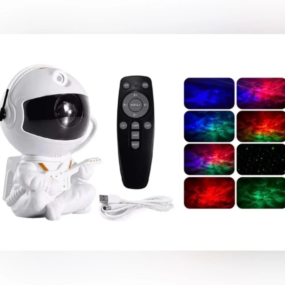 White Astronaut Night Light Projector - Cosmic Star Effects